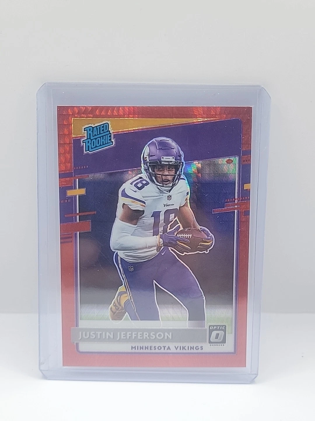 2020 Panini Donruss Optic Rated Rookie Justin Jefferson #163 Red Hyper Prizm