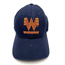 Whataburger Baseball Hat Cap Navy Blue Orange Embroidered Logo