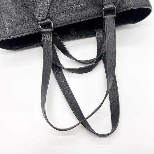 Coach Hudson Leather Tote Bag 2Way Black Grain Leather A4 Size from JP - Picture 13 of 16