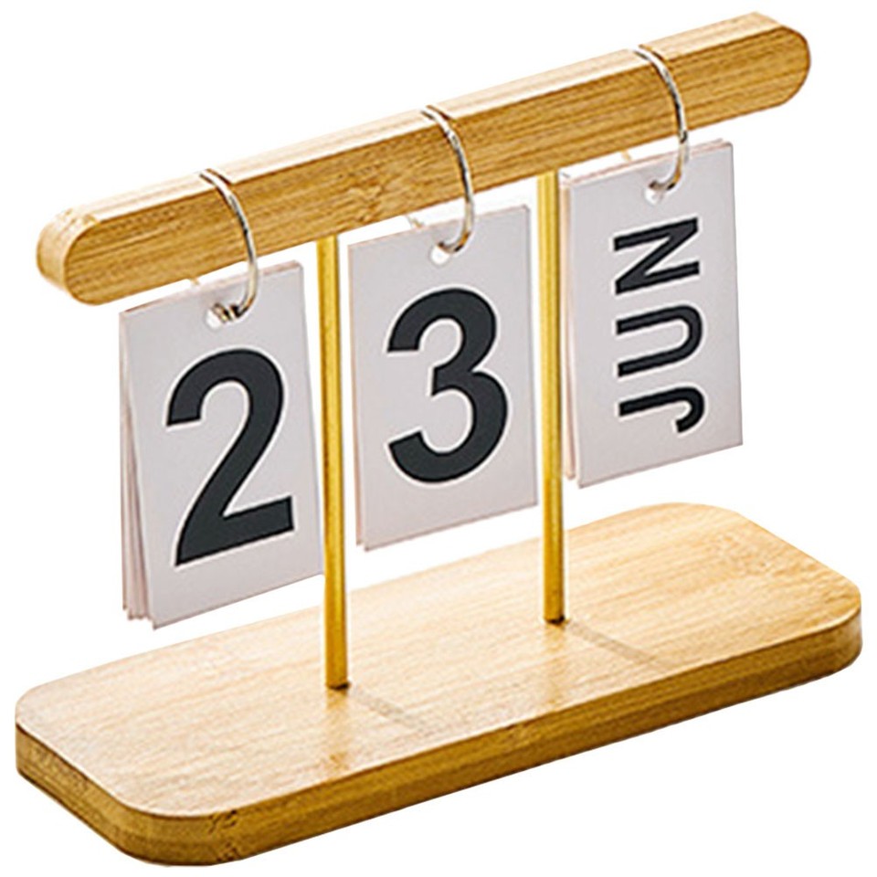 Wooden Countdown Desk Calendar Reusable Light Brown Block Decor for ...