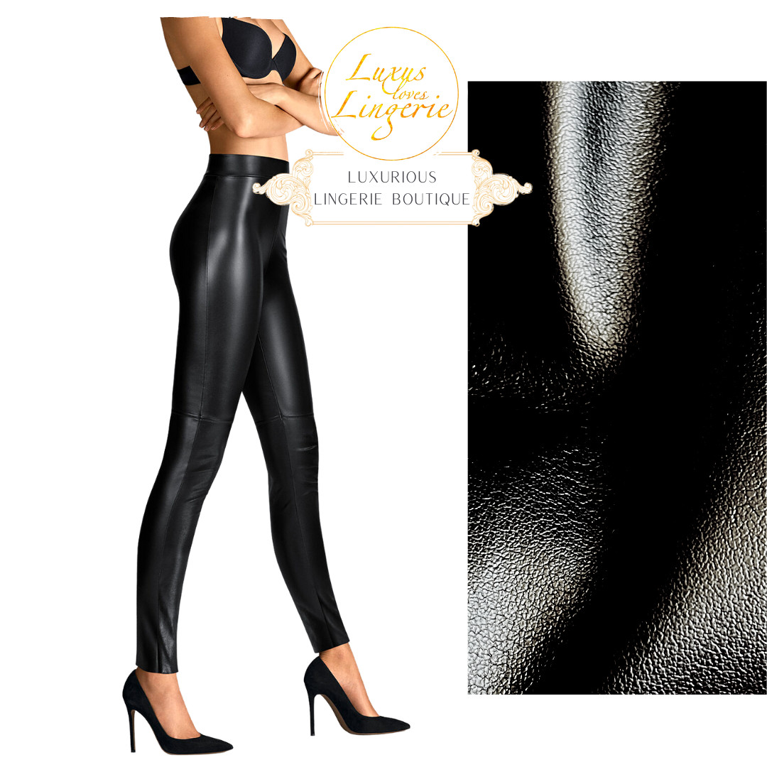 Estella Leggings By Wolford 38 M Black Pants Made Of Glossy Faux Leather