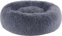 Hundebett Rund Flauschig Waschbar PlüSch 60 Cm Dunkelgrau FüR Hunde Katzen
