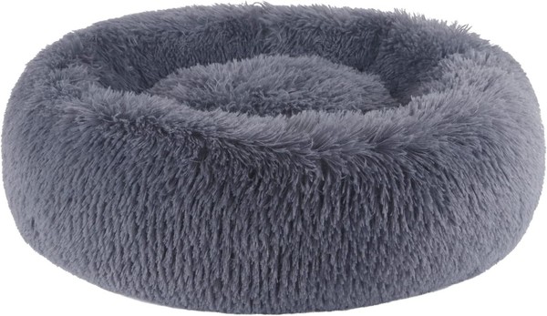 Hundebett Rund Flauschig Waschbar PlüSch 60 Cm Dunkelgrau FüR Hunde Katzen-image