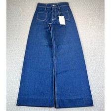 New with tags ZARA Baggy Wide Leg High Rise Dress Jeans Women 4/25X29 Ankle Blue