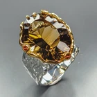 Handmade 24 ct Natural Citrine Quartz Ring 925 Sterling Silver Size 7.5 /R474093