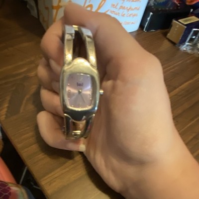 kci Women's Quartz Analog Tonneau Pink Sunburst Dial Silver Bangle Watch