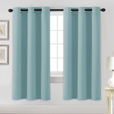 H.VERSAILTEX Blackout Curtains Thermal Insulated 72" Grommet Mineral Blue 2 Pane