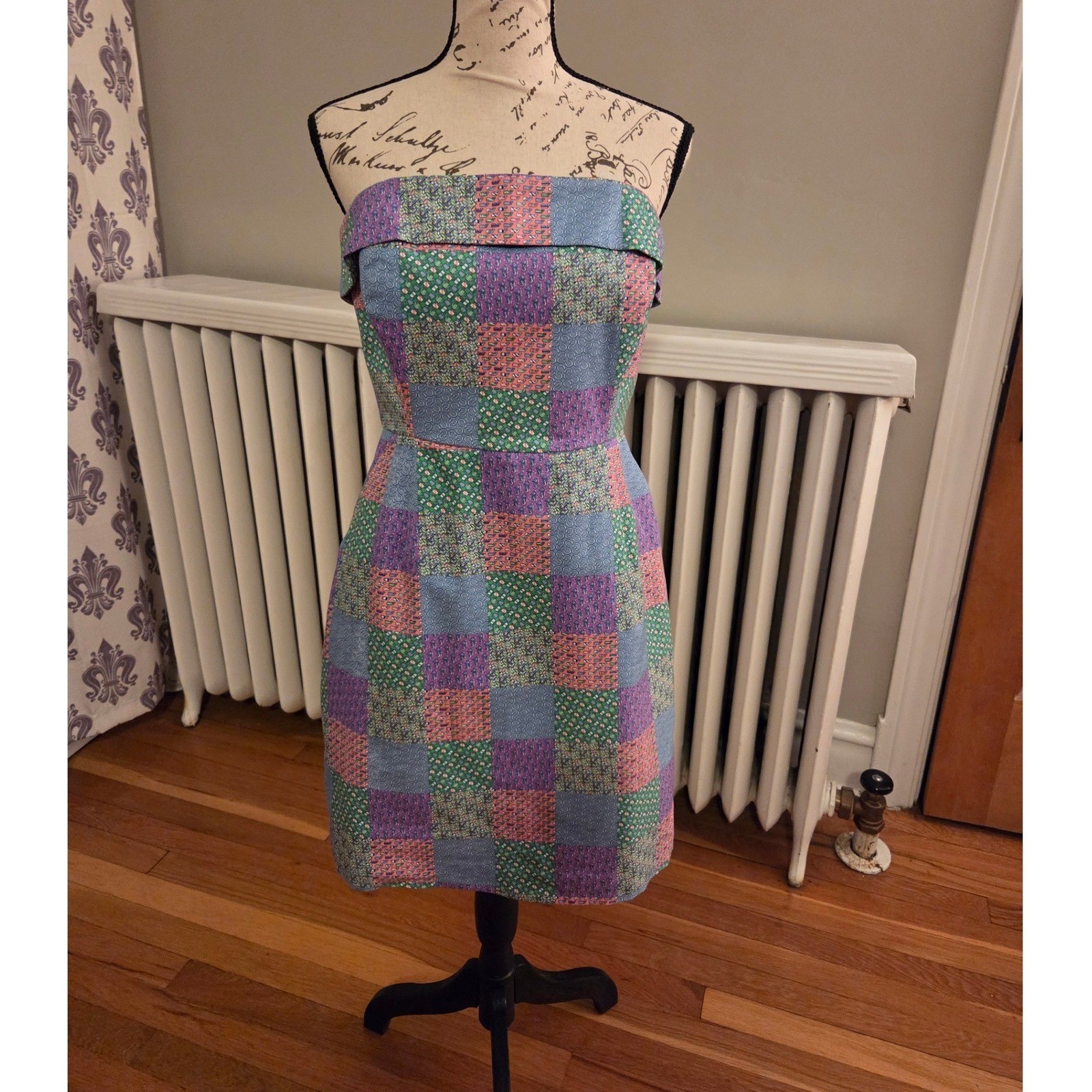 Vineyard Vines Pastel Cotton Patchwork Strapless … - image 3