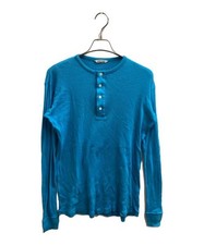 ORGANIC SOFT RIB HENLEY NECK L/S TEE BLUE / Organic soft rib henley neck long