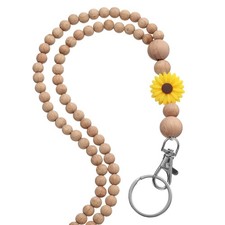 Beaded Lanyards for ID Badges, ID Badge Lanyards for Women, Yellow Flower