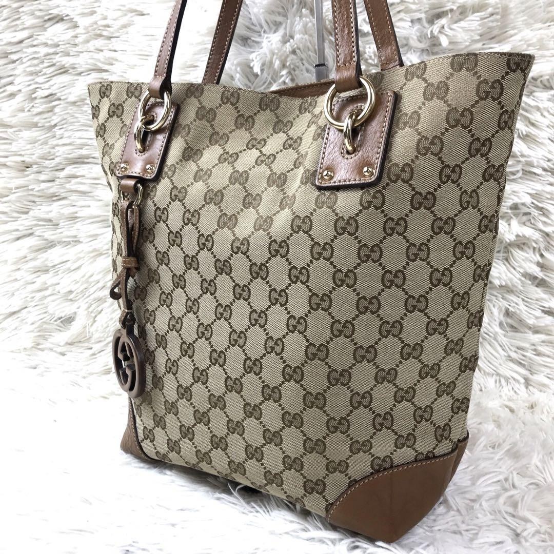 Gucci GG Pattern Large Tote Bag with Charm A4 Size Shoulder Bag