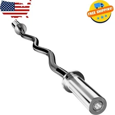 Olympic Barbell With EZ Curl Bar - 2 Inch Sleeve, Knurled Grip