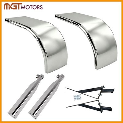 60-Inch Half Tandem Axle Fenders Stainless Steel Heavy Duty w/Brackets Kit For