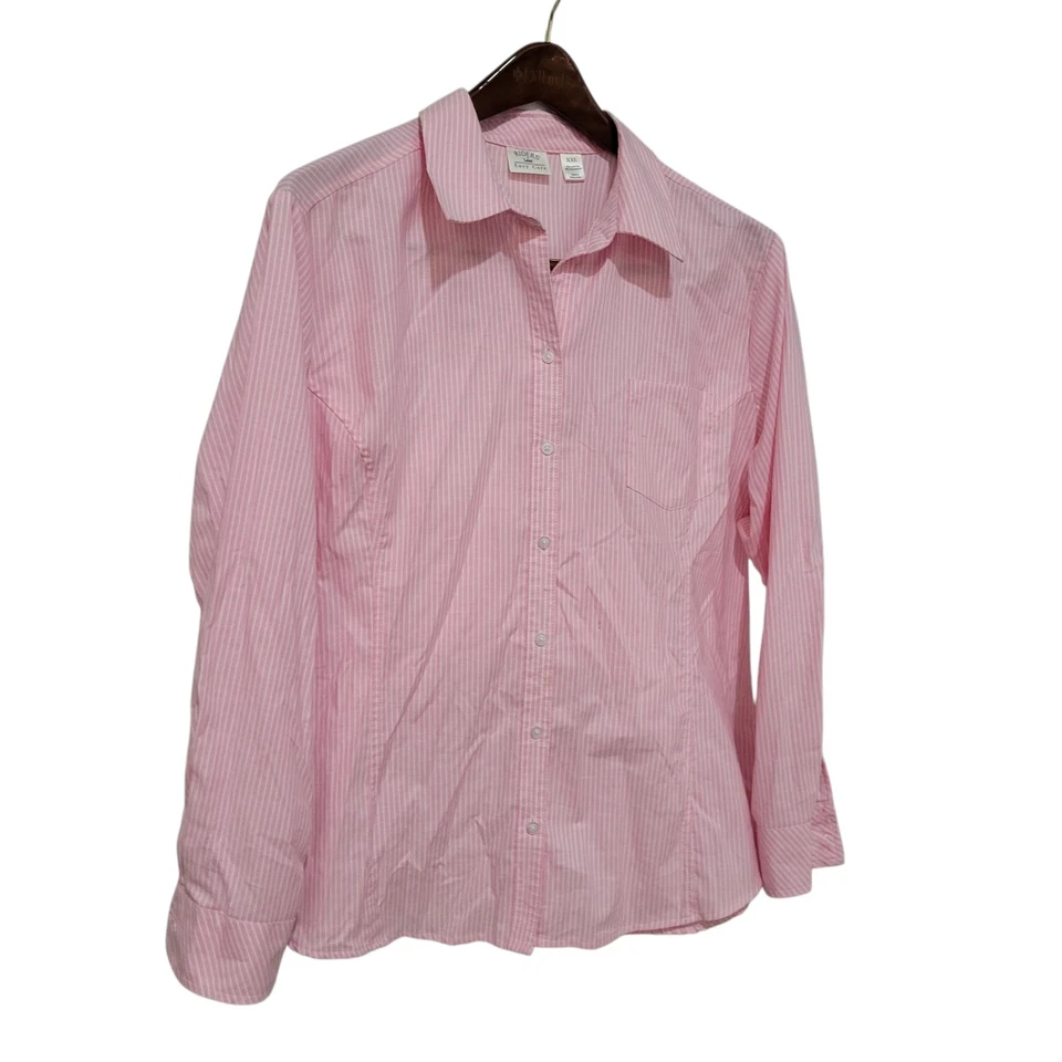 Lee Riders Easy Care  Long-Sleeves Pink Striped Fitted Button-Up Shirt Size 2XL - Image 2 of 4