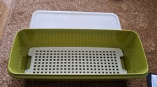 Vintage Tupperware Salad Saver Box Large Green & White Retro Kitchen Vgc