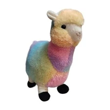 Peek a Boo Toys April the Alpaca Tie Dye Llama Plush 12" Stuffed Toy Rainbow