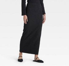 A New Day High-Rise Brushed Ribbed Maxi Skirt size XS - Black - NEW