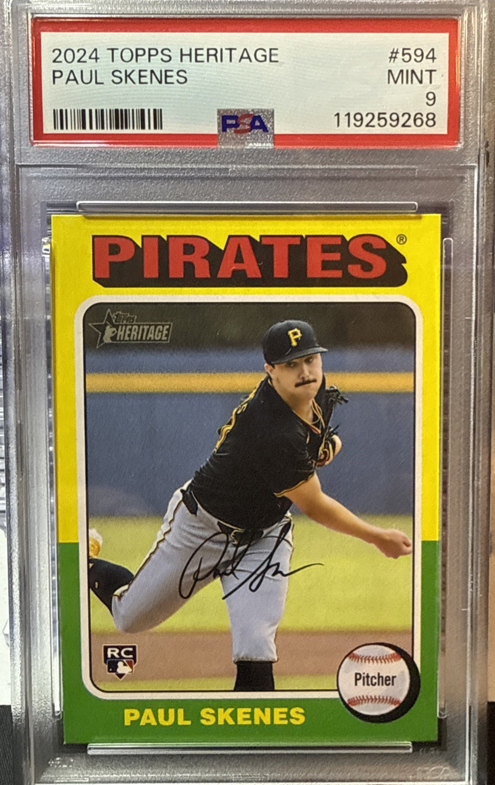 2024 Topps Heritage Paul Skenes #594 RC Pittsburgh Pirates PSA 9 Mint