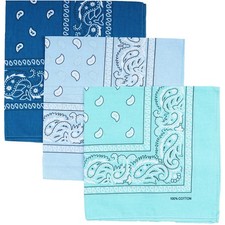 100 Cotton Large Bandanas for Men and Women, 22 Inch Paisley Bandana with Mul...