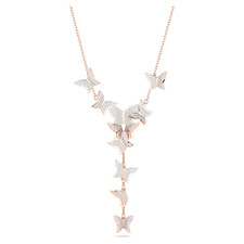 Swarovski Idyllia Lilia Y necklace Butterfly White Rose gold-tone plated 5636419