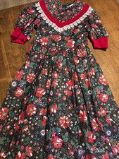 Vintage Ruth Of Carolina Dress Girls 14 Christmas Floral Lace Made In USA