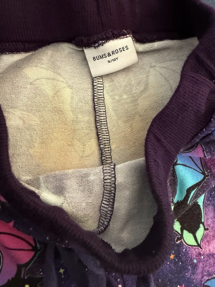 Bums And Roses Bat Attitude Halloween Bamboo Jogger Set Unisex 9-10 Rainbow Star - Image 3 of 3