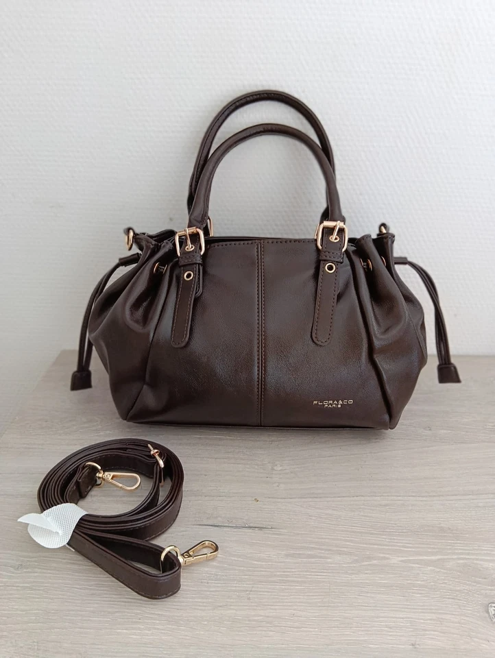 Shoulder Bag Sac à Main Chocolat Bandoulière Petit Format - Photo 2/4