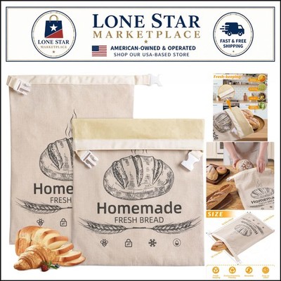 2 Pack Beeswax Bread Bags for Sourdough,Reusable Organic Linen Beeswax Bread Bag