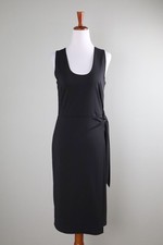 ANN TAYLOR NWT $139 Solid Black Slinky Stretch Side Tie Ballet Dress Size 0