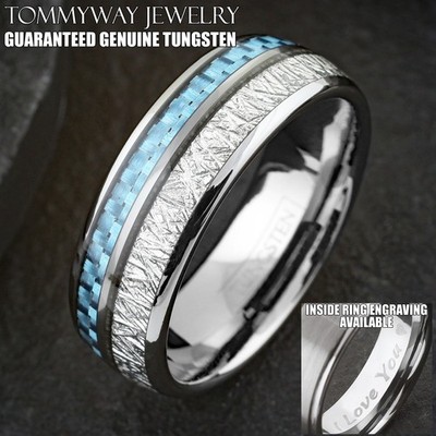 6/8mm Tungsten Carbide Meteorite & Carbon Fiber Band Ring-Engraving Avail