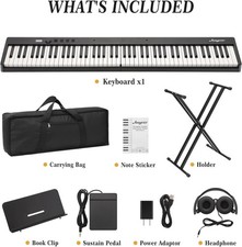 88-Key Foldable Electronic Digital Piano USB Semi-Weighted Keyboard w/ Stand US