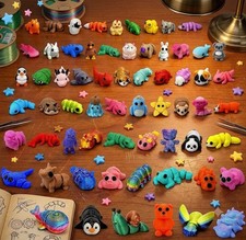 120PCS 3D Printed Mini Animal Fidget Toys Articulated Desk Pets Party Favors Bul