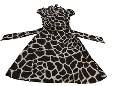 NEW LADIES INC 2 PIECE BROWN AND IVORY ANIMAL PRINT KNIT WRAP DRESS SZ S PETITE