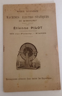 WIMSHURST E. PILOT ELECTRO STATIC MACHINE NOTE