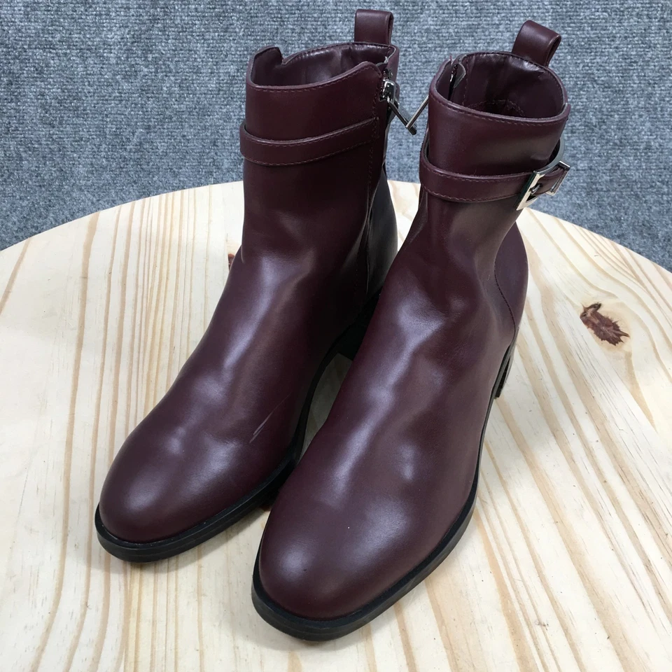 Calvin Klein Botas Mujer 6 M Jallis Tacones Bloque Cremallera Lateral Botín Borgoña Foto 3 de 4