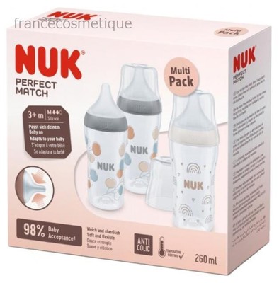 NUK Perfect Match 3 Biberons 260 ml 3 Mois et +