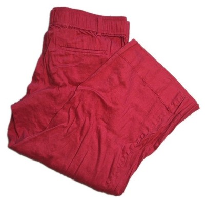 Ann Taylor Loft Pants Womens MED Red Linen Blend Straight Leg Casual Lightweight