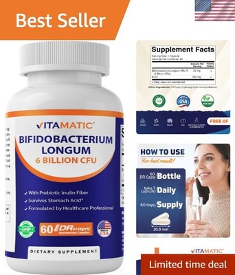 6 Billion CFU Probiotics with Prebiotic Fiber - 60 Count for Digestive Wellness