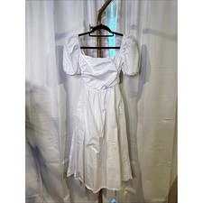 O.P.T. White Smocked Midi Dress Cotton XS