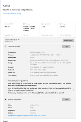 DELL ALIENWARE X51 R3 i7-6700K@4.0GHZ 16GB RAM 500GB M.2 SSD /2TB  HDD WIN 10PRO