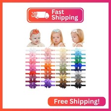 jollybows 40pcs Baby Girls Grosgrain Ribbon Hair Bows Headbands 3" Hair Band Hai