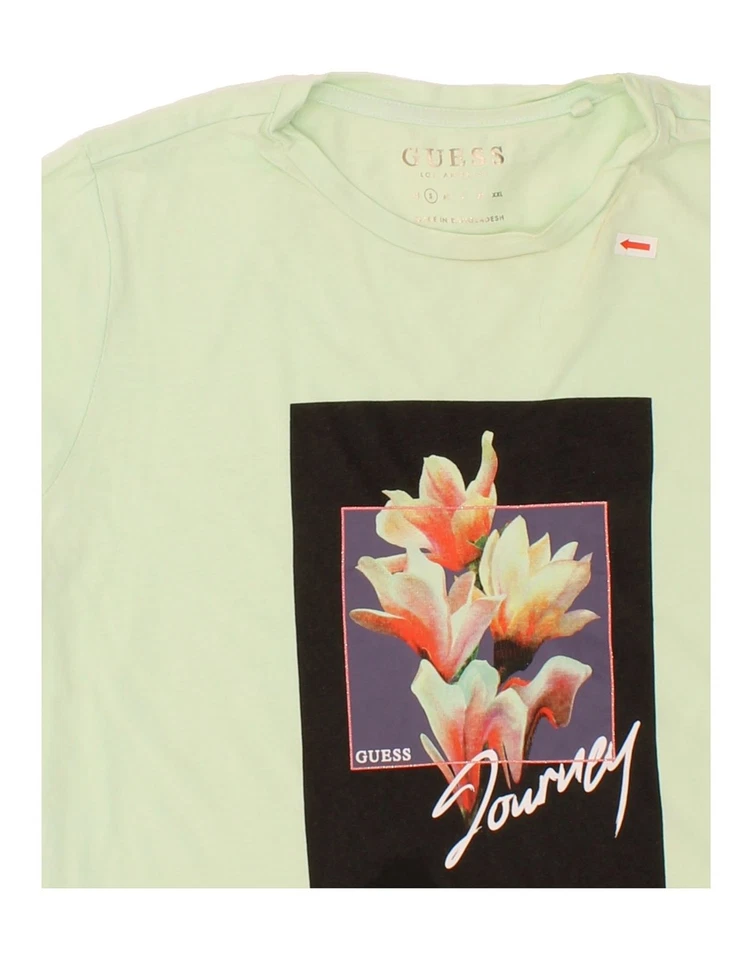 GUESS Womens Oversized Graphic T-Shirt Top UK 10 Small Green Cotton IW09 - Image 3 of 4