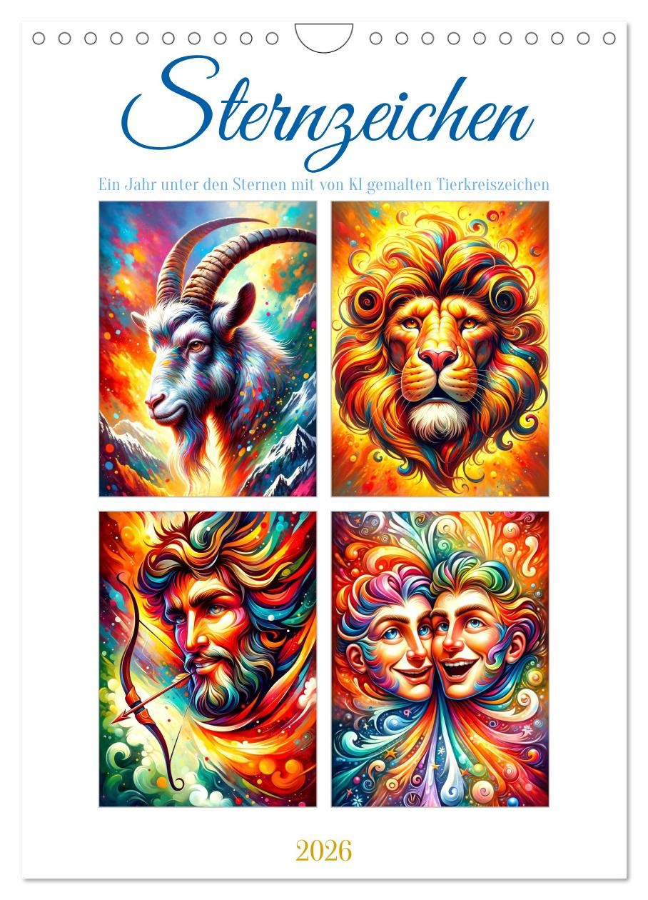 Sternzeichen - Ein Jahr unter den Sternen mit von KI gemalten Tierkreiszeichen (