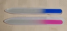 Glass Double Sided Crystal Nail File - 1 Blue Handle 1 Pink Handle