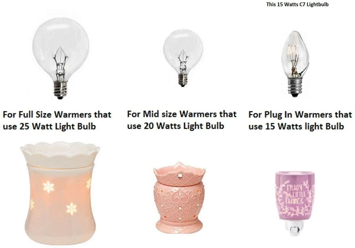 15 Watts C7 Replacement Light Bulbs for Scentsy Plug In Warmers and Wax Diffuser