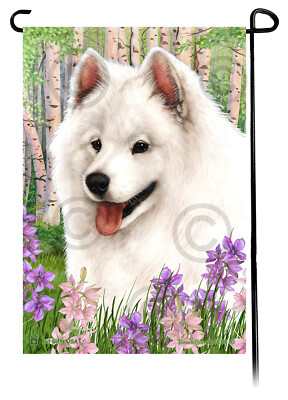 Samoyed Spring Flowers Garden Flag