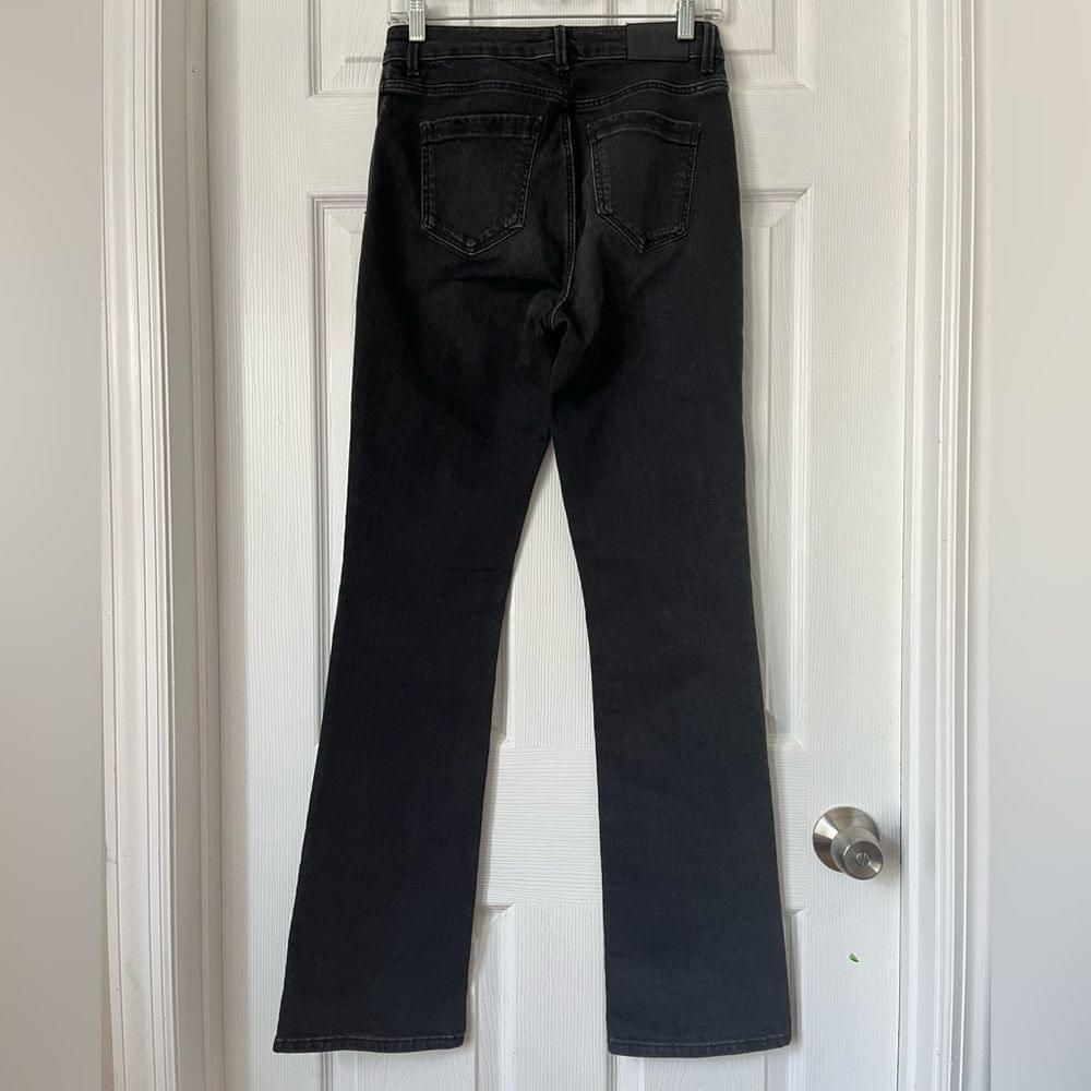 Massimo Dutti Mid Rise Boot Cut Stretchy Fit black denim jeans size 4 image 2