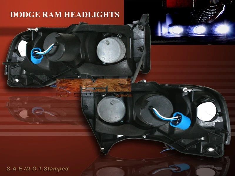 Dodge Ram 1500 2500 3500 1994-2001 camioneta faros negros LED ámbar Foto 2 de 2