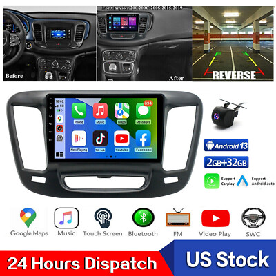 FOR 2015-2019 CHRYSLER 200 200C 200S ANDROID 13 CARPLAY CAR STEREO RADIO GPS BT