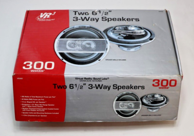 VIRTUAL REALITY VR3 VR300 Two 6-1/2'' 3-Way 300 Watt Car Speakers Unused In Box 